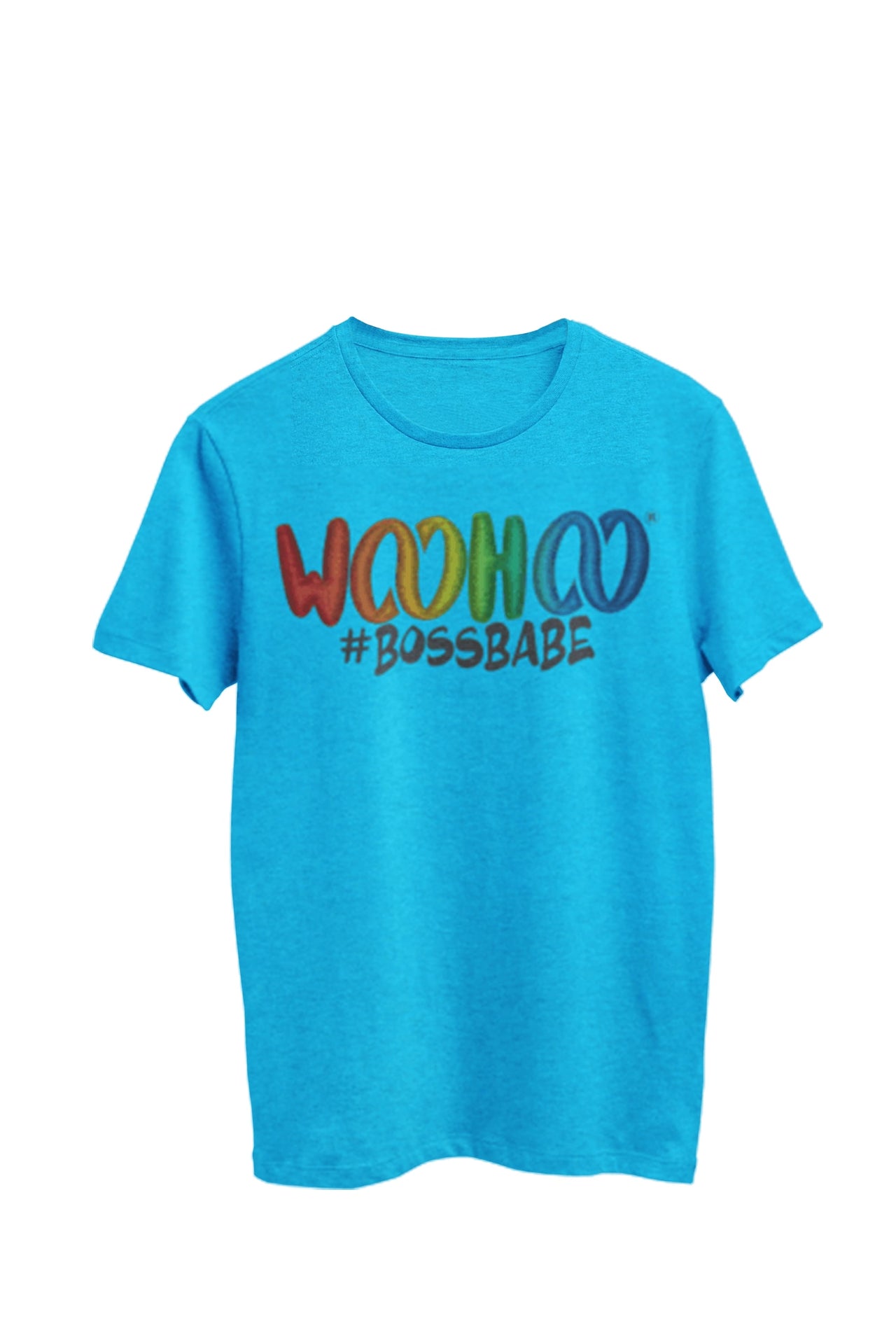 Heather Light Blue Unisex T-shirt with the text 'Woohoo Boss Babe' designed by WooHoo Apparel.