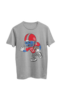 Thumbnail for WooHooBerry dressed in a spirited red football uniform, sporting the number 14 for Team WooHoo. Their helmet proudly features the WooHoo Apparel logo. The gray T-shirt harmonizes with the energetic and team-spirited atmosphere.