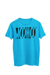 Thumbnail for Heather turquoise unisex t-shirt designed by WooHoo Apparel.  The design features a larger 'woohoo' font with transparent look inside the outline.
