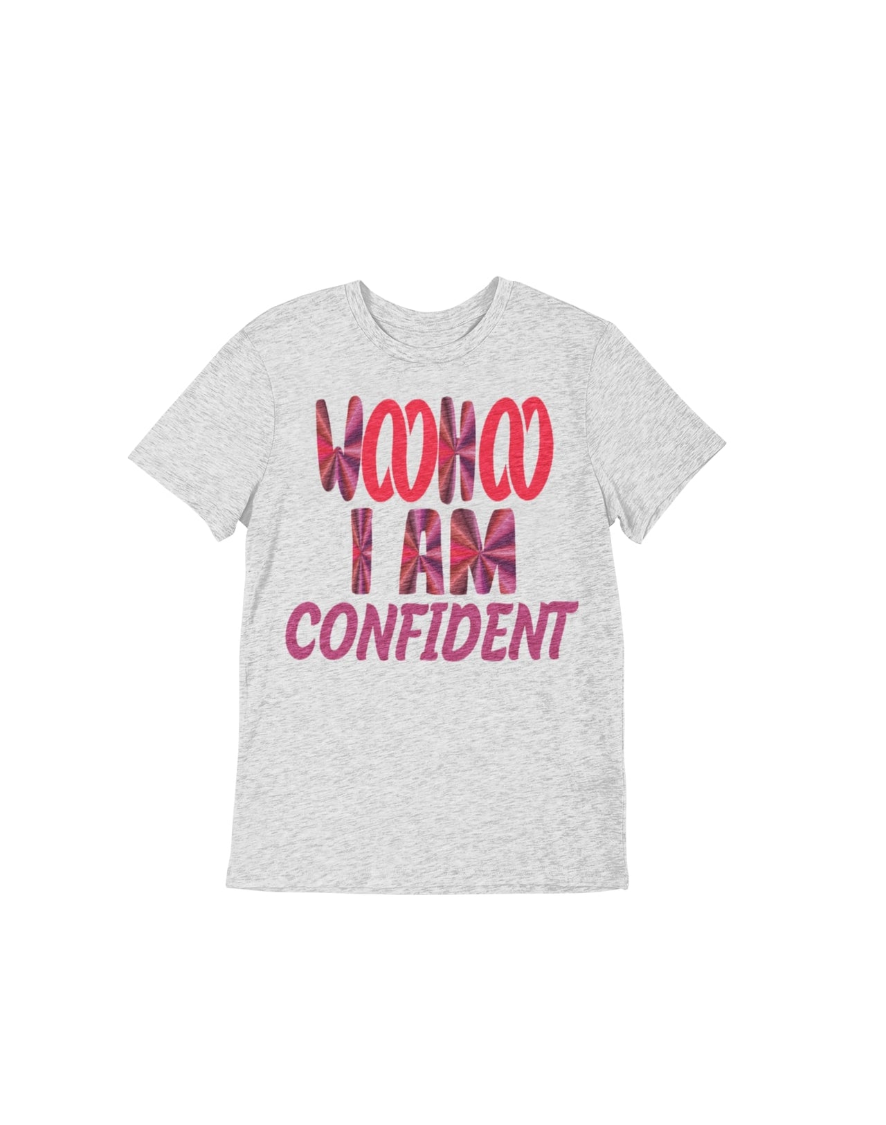 Heather Gray Unisex T-shirt featuring the text 'WooHoo I Am Confident' in a cool font, designed by WooHoo Apparel.