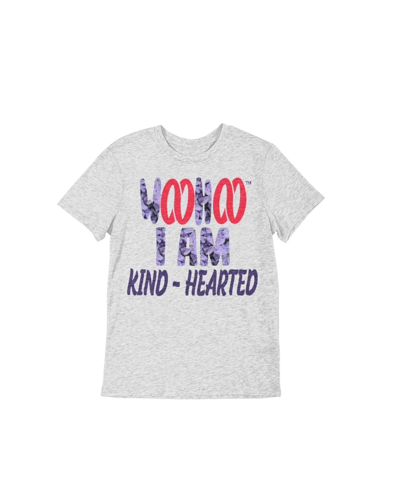 Heather Gray Unisex T-shirt featuring the text 'WooHoo I Am Kind Hearted' in a cool font, designed by WooHoo Apparel.