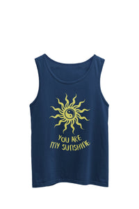 Thumbnail for Navy Tank Top featuring a Yin Yang sun with bold rays and the text 'You are my sunshine', designed by WooHoo Apparel.